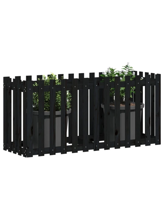 Vyvýšený záhon plotový design černý 150x50x70 cm masiv borovice
