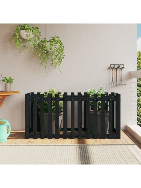 Vyvýšený záhon plotový design černý 150x50x70 cm masiv borovice