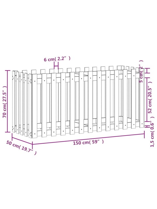 Vyvýšený záhon plotový design 150x50x70cm impregnovaná borovice