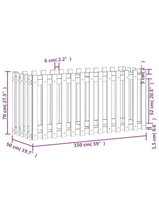Vyvýšený záhon plotový design 150x50x70cm impregnovaná borovice