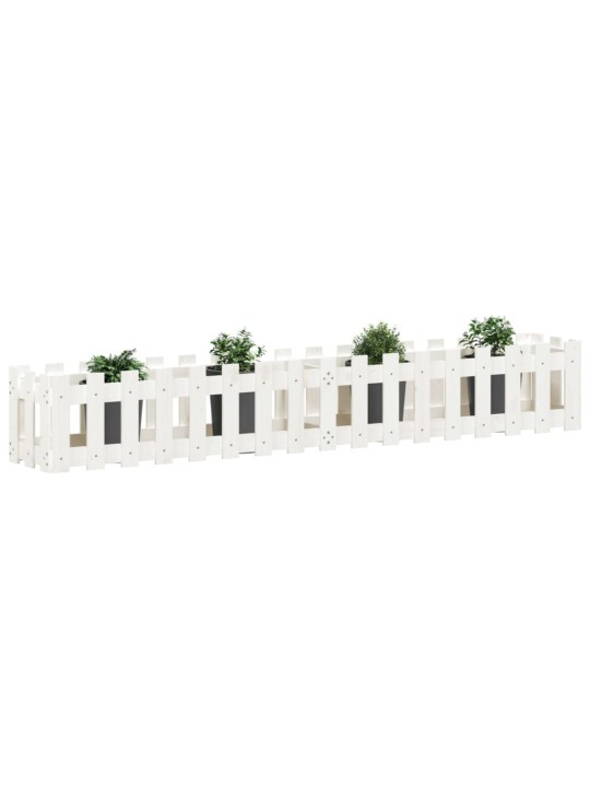 Vyvýšený záhon plotový design bílý 200x30x30 cm masiv borovice