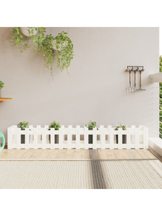 Vyvýšený záhon plotový design bílý 200x30x30 cm masiv borovice