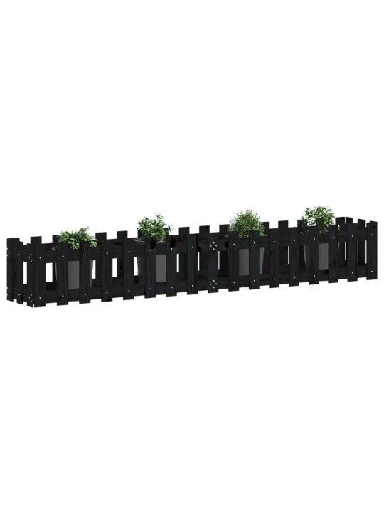 Vyvýšený záhon plotový design černý 200x30x30 cm masiv borovice