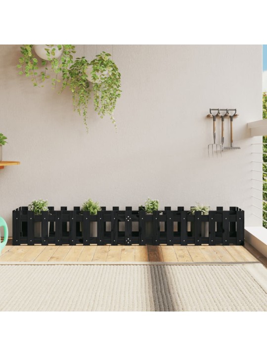 Vyvýšený záhon plotový design černý 200x30x30 cm masiv borovice
