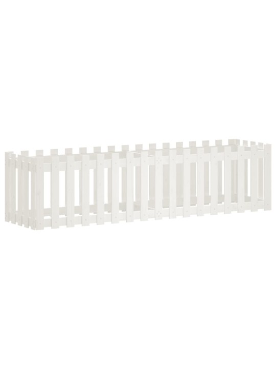Vyvýšený záhon plotový design bílý 200x50x50 cm masiv borovice