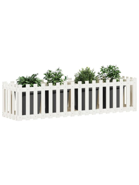 Vyvýšený záhon plotový design bílý 200x50x50 cm masiv borovice
