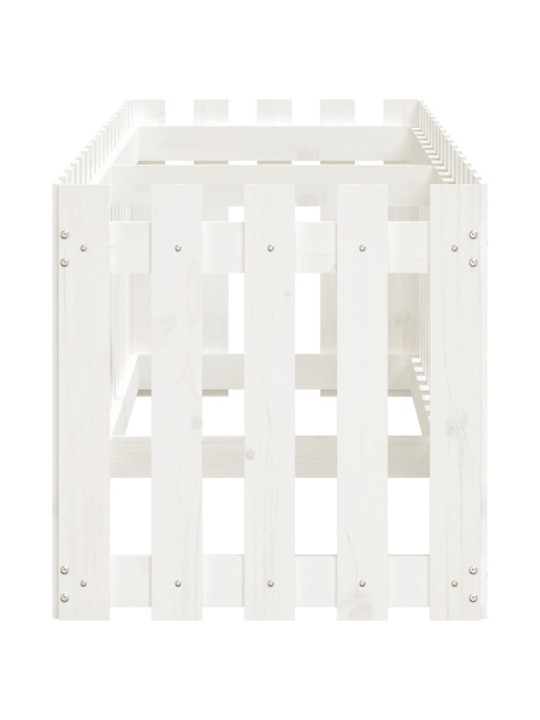 Vyvýšený záhon plotový design bílý 200x50x50 cm masiv borovice