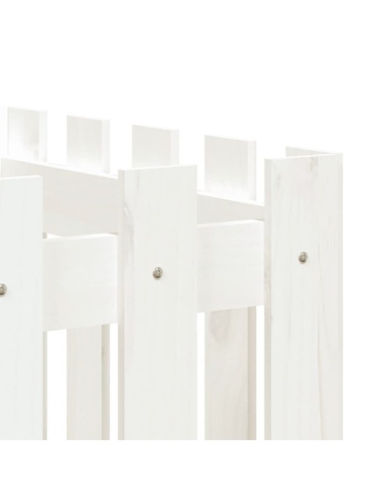Vyvýšený záhon plotový design bílý 200x50x50 cm masiv borovice
