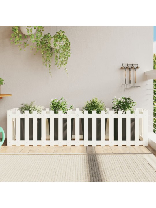 Vyvýšený záhon plotový design bílý 200x50x50 cm masiv borovice