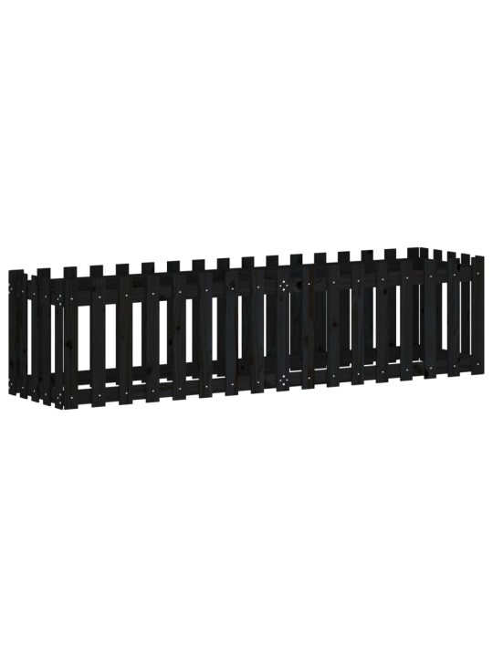 Vyvýšený záhon plotový design černý 200x50x50 cm masiv borovice