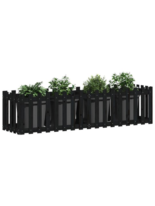 Vyvýšený záhon plotový design černý 200x50x50 cm masiv borovice