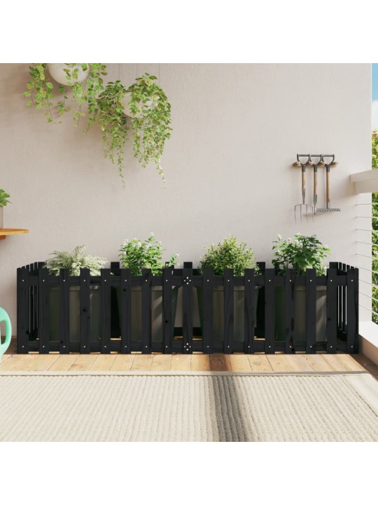 Vyvýšený záhon plotový design černý 200x50x50 cm masiv borovice