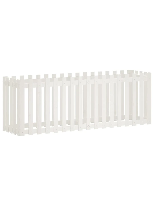 Vyvýšený záhon plotový design bílý 200x50x70 cm masiv borovice