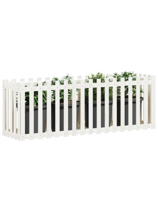 Vyvýšený záhon plotový design bílý 200x50x70 cm masiv borovice