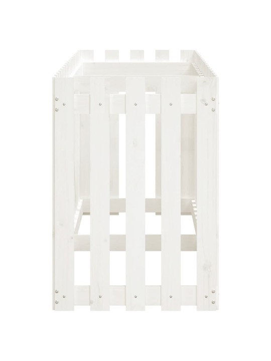 Vyvýšený záhon plotový design bílý 200x50x70 cm masiv borovice