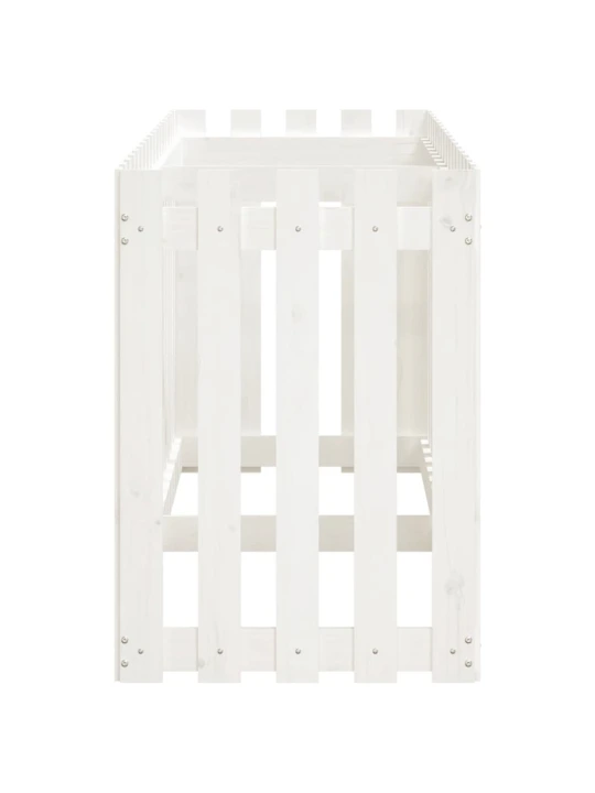 Vyvýšený záhon plotový design bílý 200x50x70 cm masiv borovice