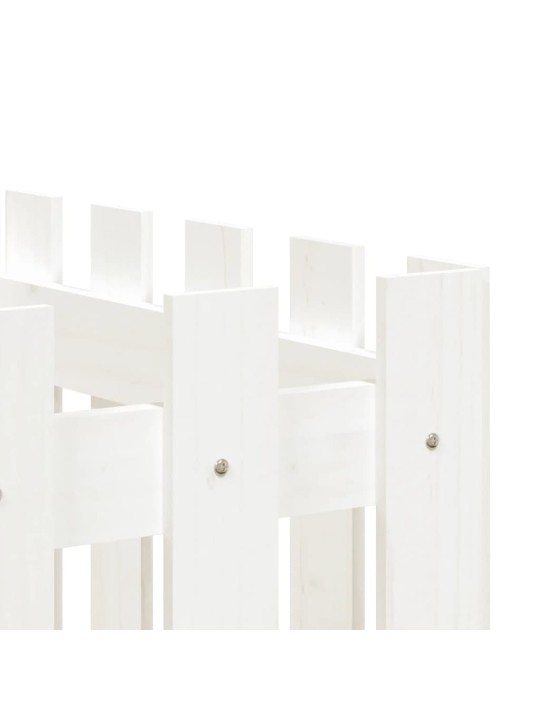 Vyvýšený záhon plotový design bílý 200x50x70 cm masiv borovice