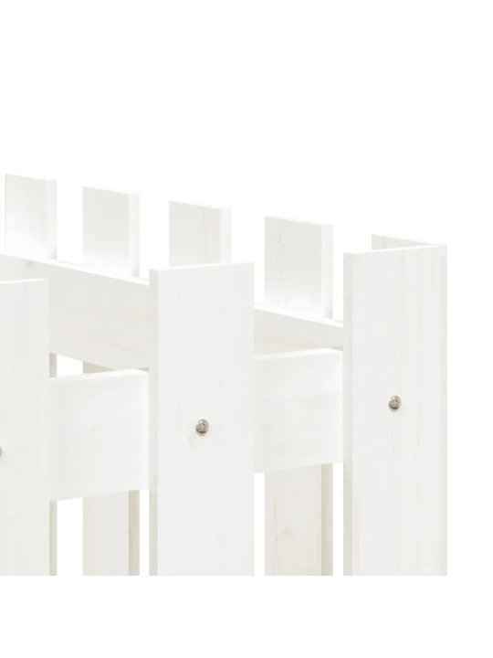 Vyvýšený záhon plotový design bílý 200x50x70 cm masiv borovice