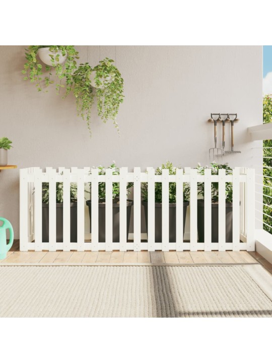 Vyvýšený záhon plotový design bílý 200x50x70 cm masiv borovice