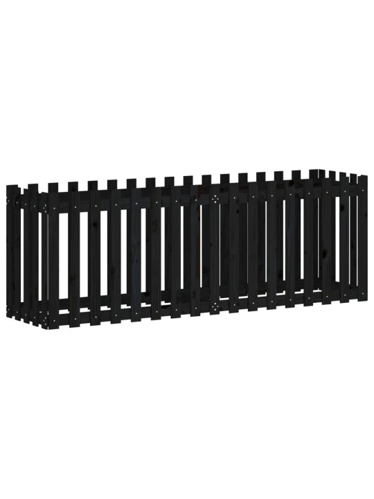 Vyvýšený záhon plotový design černý 200x50x70 cm masiv borovice