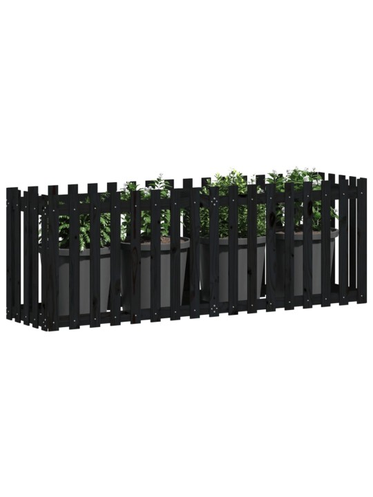 Vyvýšený záhon plotový design černý 200x50x70 cm masiv borovice
