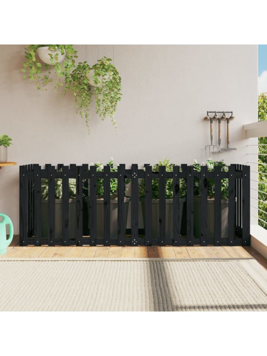 Vyvýšený záhon plotový design černý 200x50x70 cm masiv borovice