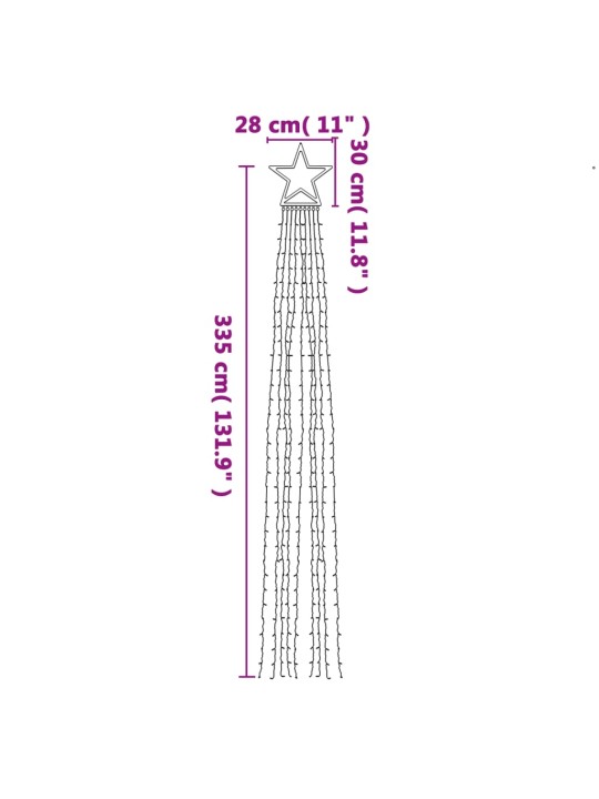 Světla na vánoční stromek 320 barevných LED 375 cm