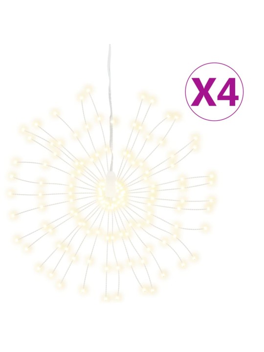 Vánoční hvězdicová světla 4 ks 140 teple bílých LED diod 17 cm