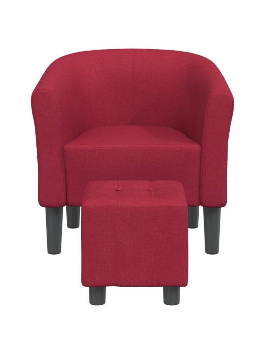 Klubové křeslo s podnožkou vínové textil