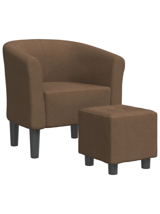 Klubové křeslo s podnožkou hnědé textil