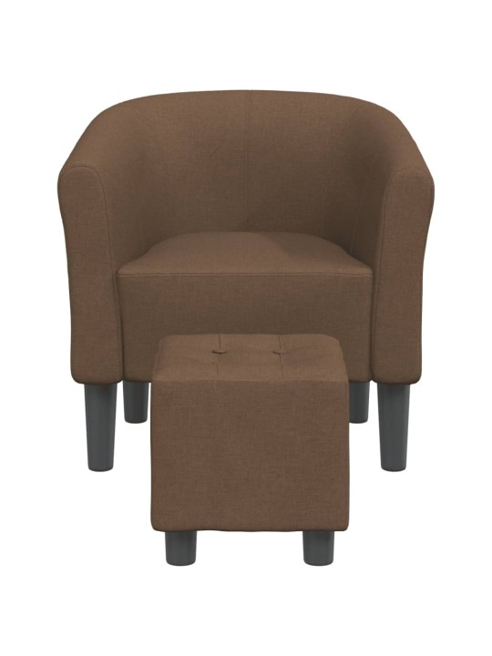 Klubové křeslo s podnožkou hnědé textil