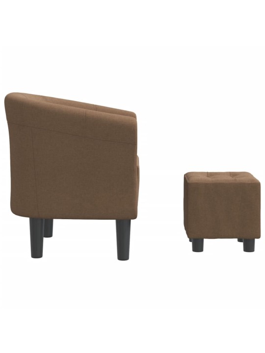Klubové křeslo s podnožkou hnědé textil