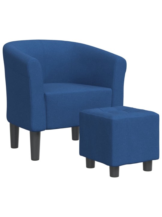 Klubové křeslo s podnožkou modré textil