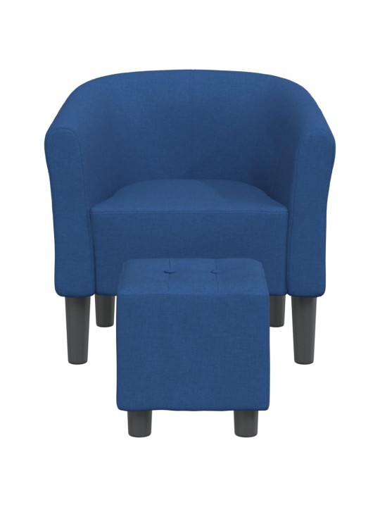 Klubové křeslo s podnožkou modré textil