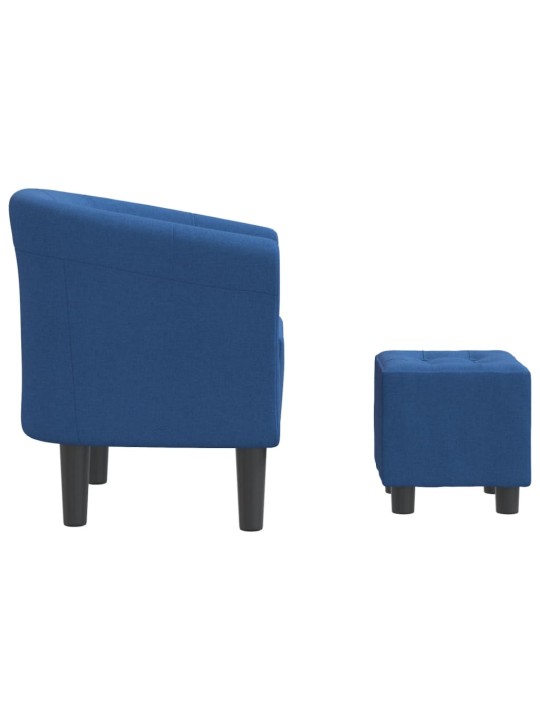 Klubové křeslo s podnožkou modré textil