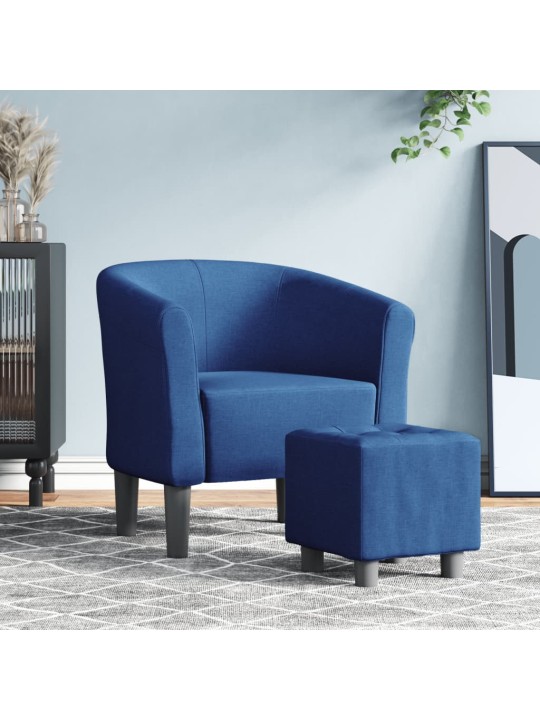 Klubové křeslo s podnožkou modré textil