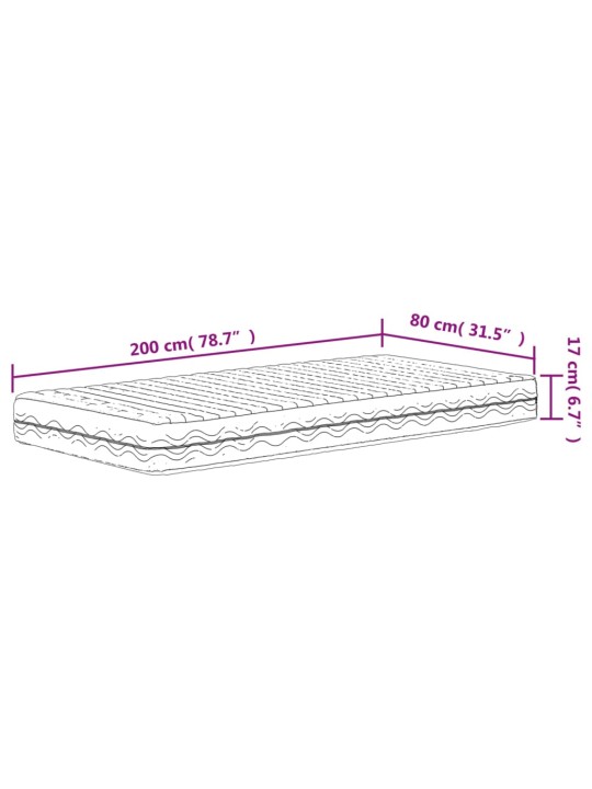 Pěnová matrace bílá 80 x 200 cm tvrdost H2 H3
