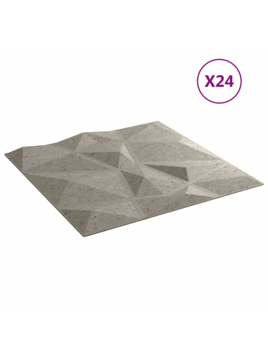 Nástěnné panely 24 ks betonově šedé 50 x 50 cm XPS 6 m² diamant