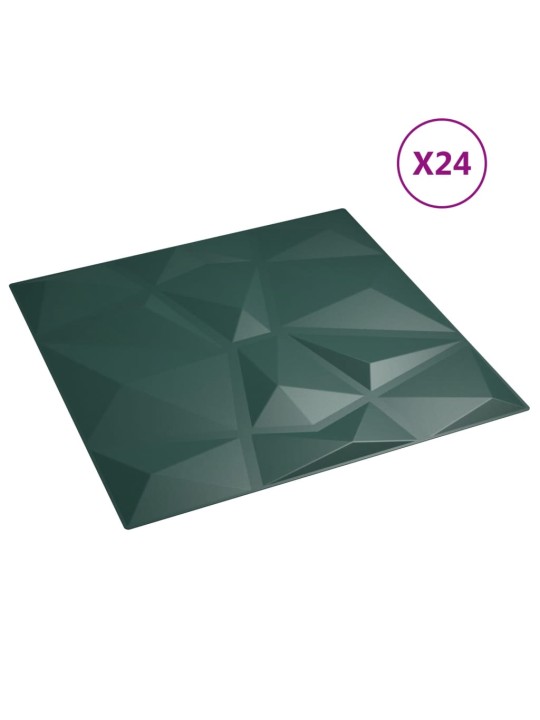 Nástěnné panely 24 ks zelené 50 x 50 cm XPS 6 m² diamant