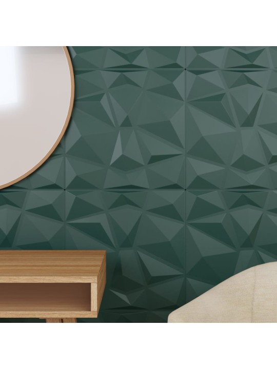 Nástěnné panely 24 ks zelené 50 x 50 cm XPS 6 m² diamant