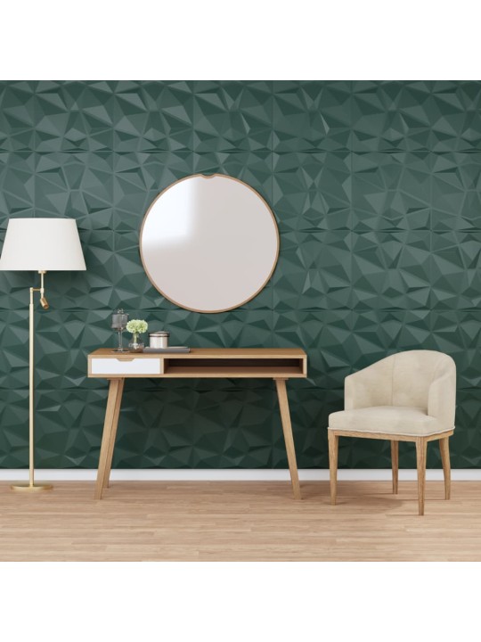 Nástěnné panely 24 ks zelené 50 x 50 cm XPS 6 m² diamant