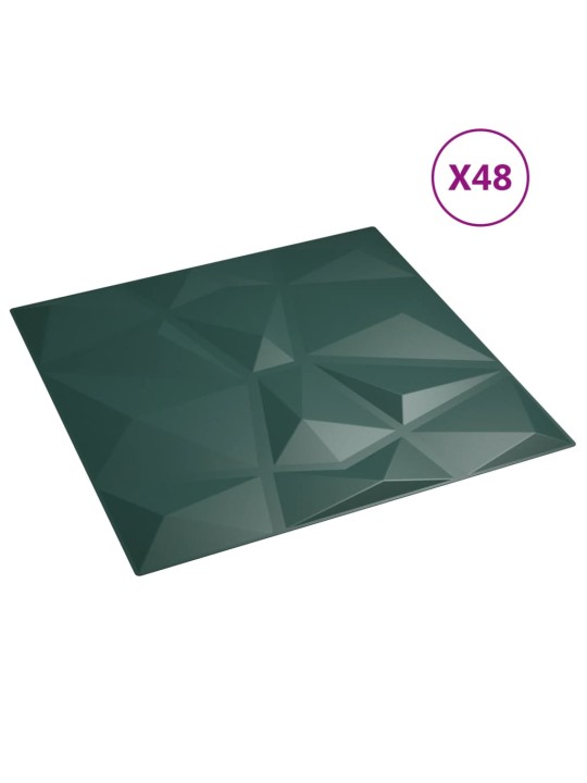 Nástěnné panely 48 ks zelené 50 x 50 cm XPS 12 m² diamant