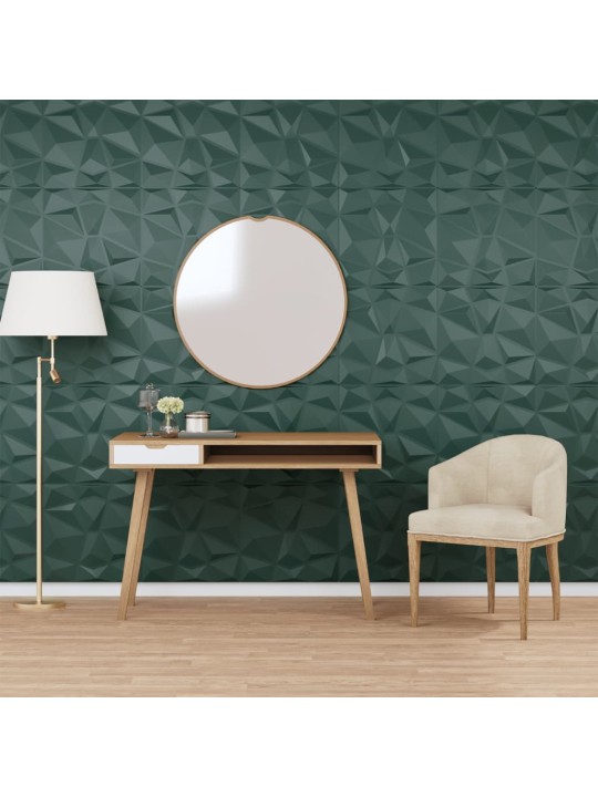 Nástěnné panely 48 ks zelené 50 x 50 cm XPS 12 m² diamant
