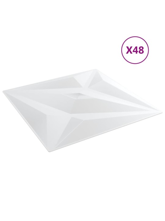 Nástěnné panely 48 ks bílé 50 x 50 cm XPS 12 m² hvězda
