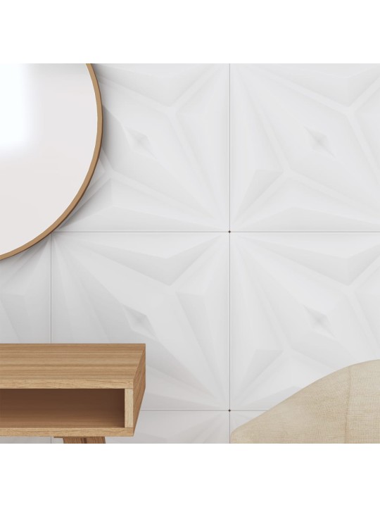 Nástěnné panely 48 ks bílé 50 x 50 cm XPS 12 m² hvězda