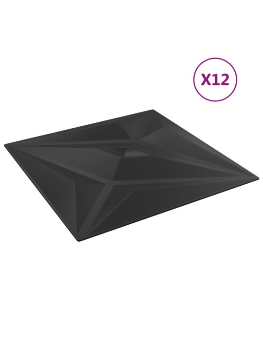 Nástěnné panely 12 ks černé 50 x 50 cm XPS 3 m² hvězda