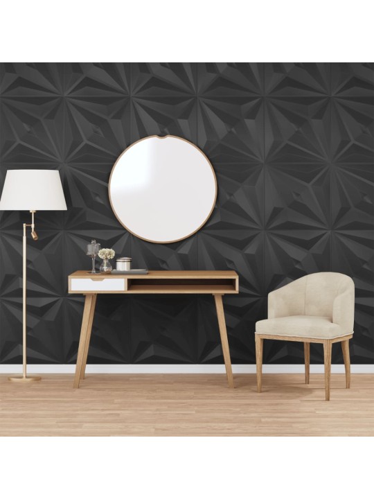 Nástěnné panely 24 ks černé 50 x 50 cm XPS 6 m² hvězda