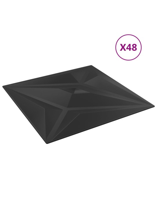 Nástěnné panely 48 ks černé 50 x 50 cm xPS 12 m² hvězda