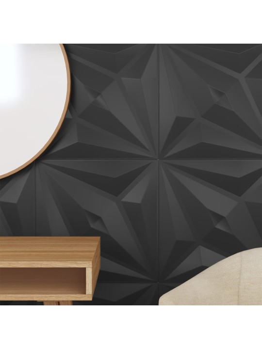Nástěnné panely 48 ks černé 50 x 50 cm xPS 12 m² hvězda