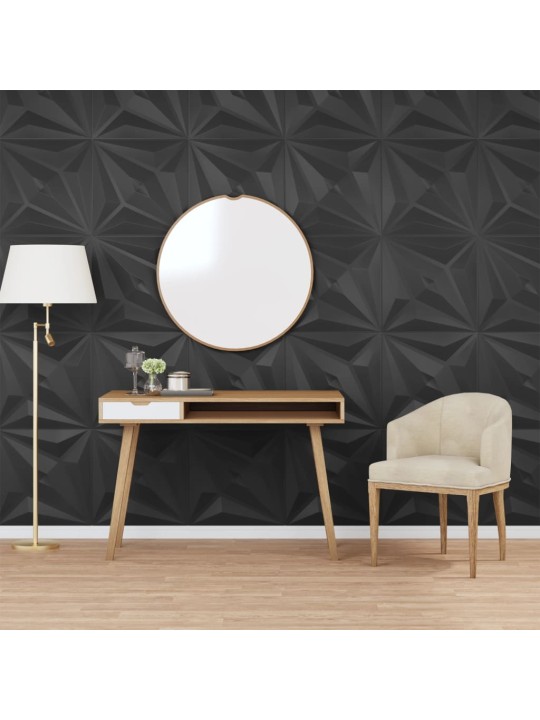 Nástěnné panely 48 ks černé 50 x 50 cm xPS 12 m² hvězda
